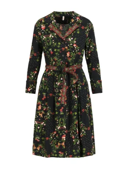 Damen Blutsgeschwister Knielange Kleider|Blusenkleid Zauberknopf und Kragen