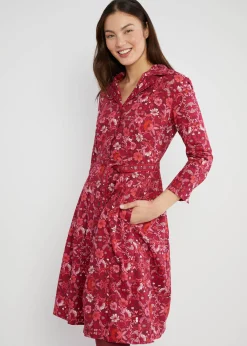 Damen Blutsgeschwister Knielange Kleider|Blusenkleid Zauberknopf und Kragen
