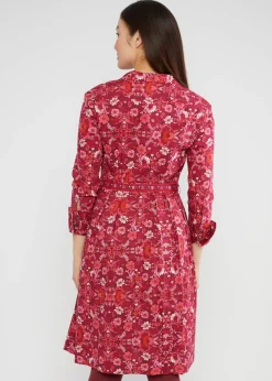 Damen Blutsgeschwister Knielange Kleider|Blusenkleid Zauberknopf und Kragen