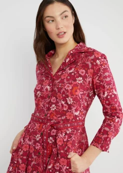 Damen Blutsgeschwister Knielange Kleider|Blusenkleid Zauberknopf und Kragen