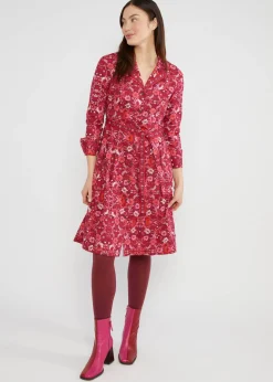 Damen Blutsgeschwister Knielange Kleider|Blusenkleid Zauberknopf und Kragen
