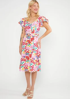 Damen Blutsgeschwister Knielange Kleider|Festliches Kleid Falbala Festival