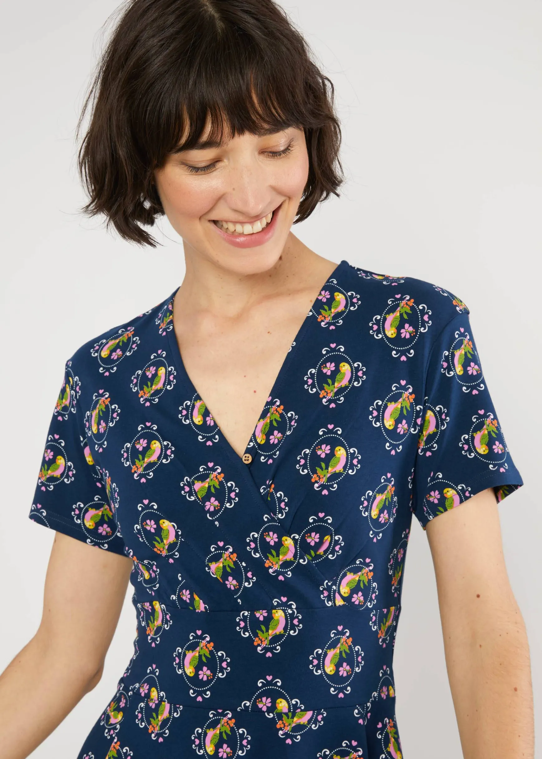 Damen Blutsgeschwister Jerseykleider|Knielange Kleider|Freizeitkleid Shalala Tralala Spring