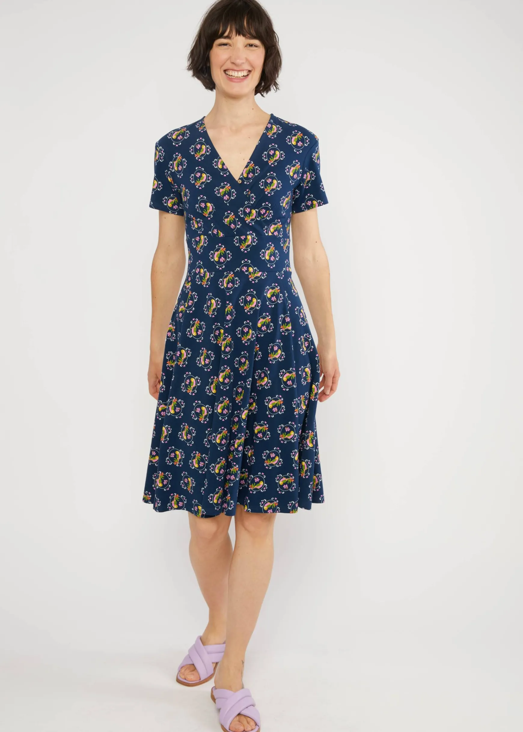 Damen Blutsgeschwister Jerseykleider|Knielange Kleider|Freizeitkleid Shalala Tralala Spring