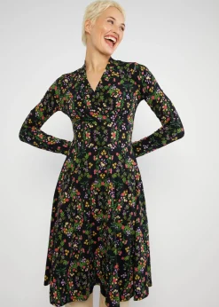 Damen Blutsgeschwister Jerseykleider|Knielange Kleider|Herbstkleid Shalala Tralala Shawl