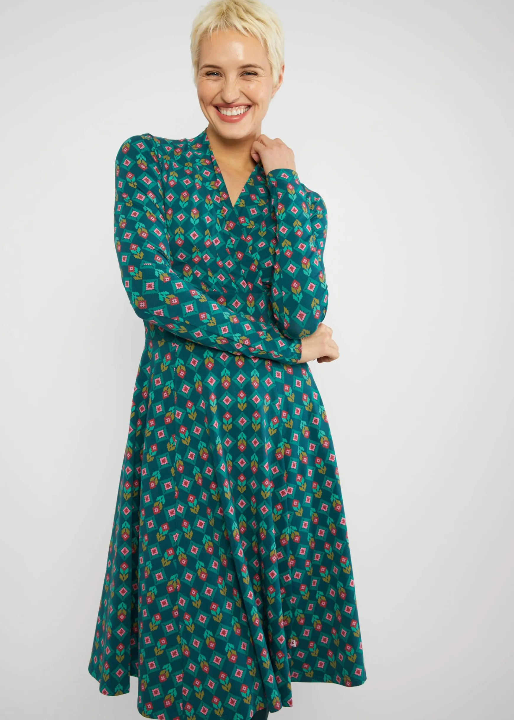 Damen Blutsgeschwister Jerseykleider|Knielange Kleider|Herbstkleid Shalala Tralala Shawl