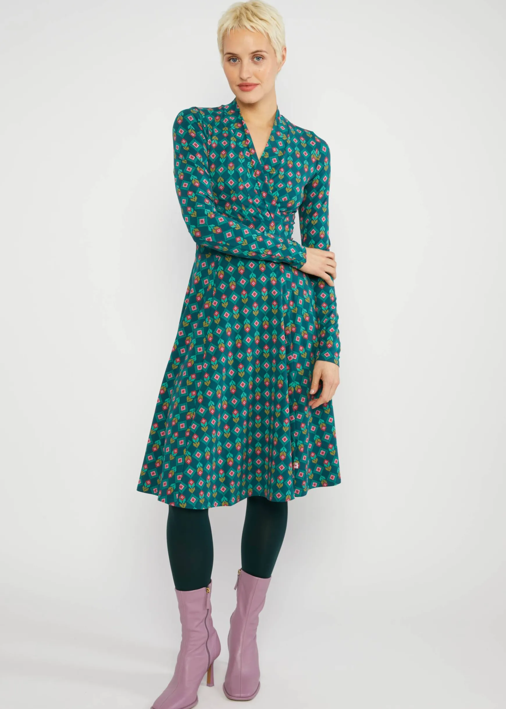 Damen Blutsgeschwister Jerseykleider|Knielange Kleider|Herbstkleid Shalala Tralala Shawl