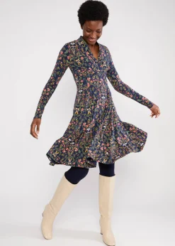 Damen Blutsgeschwister Jerseykleider|Knielange Kleider|Jerseykleid Shalala Tralala Shawl