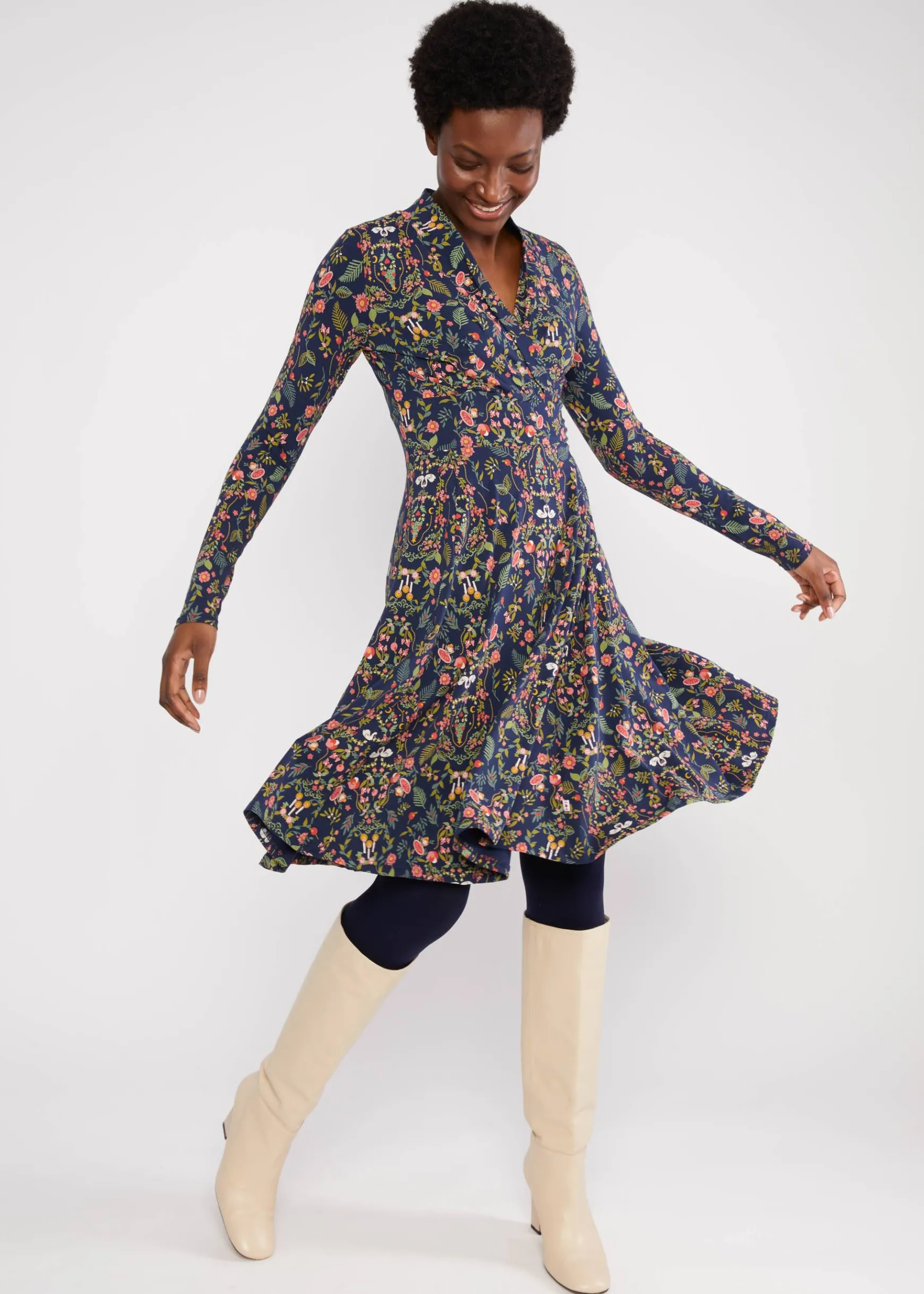 Damen Blutsgeschwister Jerseykleider|Knielange Kleider|Jerseykleid Shalala Tralala Shawl
