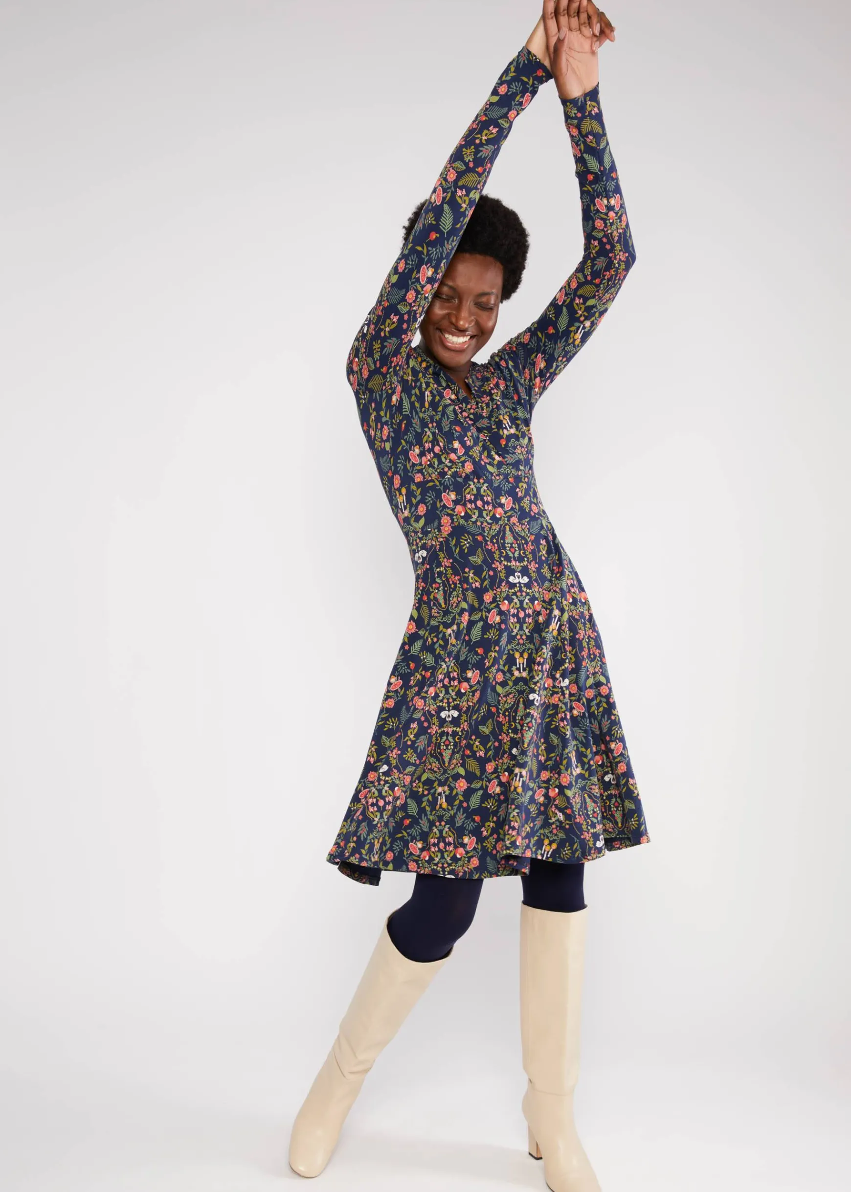 Damen Blutsgeschwister Jerseykleider|Knielange Kleider|Jerseykleid Shalala Tralala Shawl