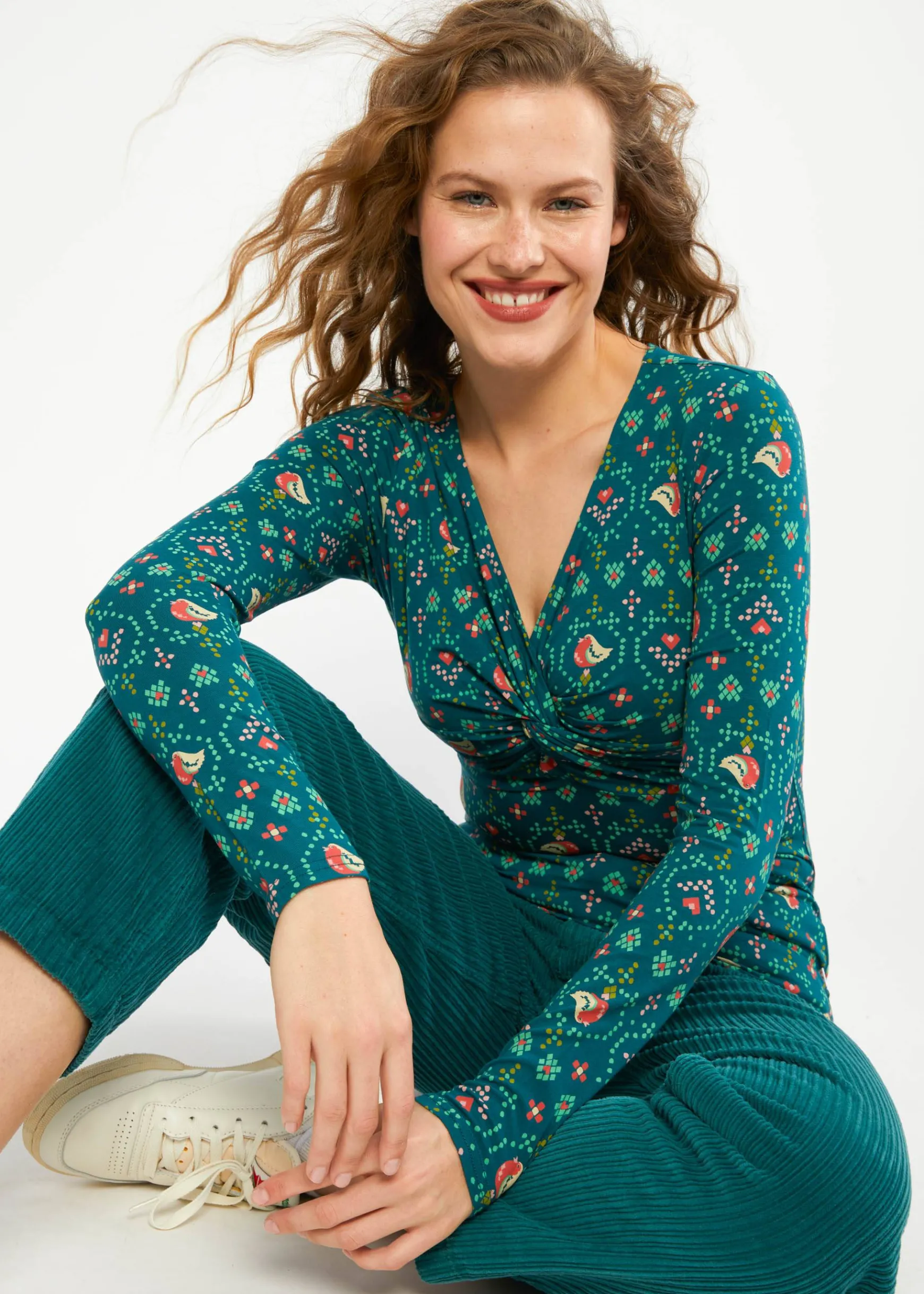 Damen Blutsgeschwister Longsleeves|V-Ausschnitt|Longsleeve Hot Knot Lacy