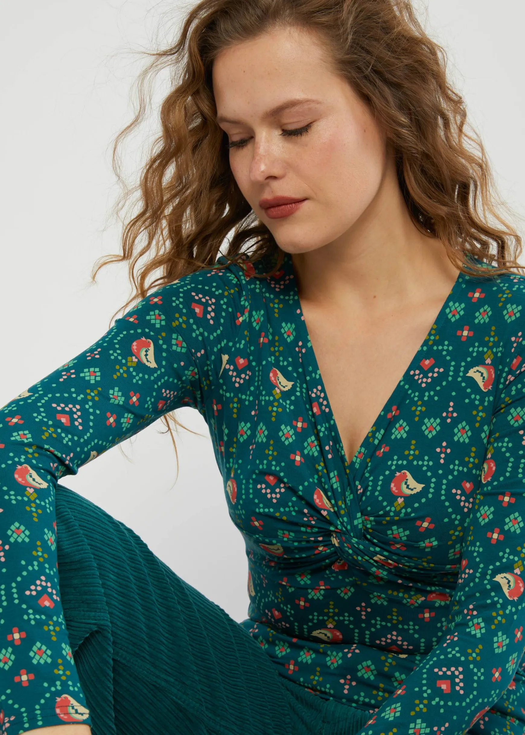 Damen Blutsgeschwister Longsleeves|V-Ausschnitt|Longsleeve Hot Knot Lacy