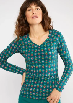 Damen Blutsgeschwister Longsleeves|V-Ausschnitt|Longsleeve Savoir Vivre Sage