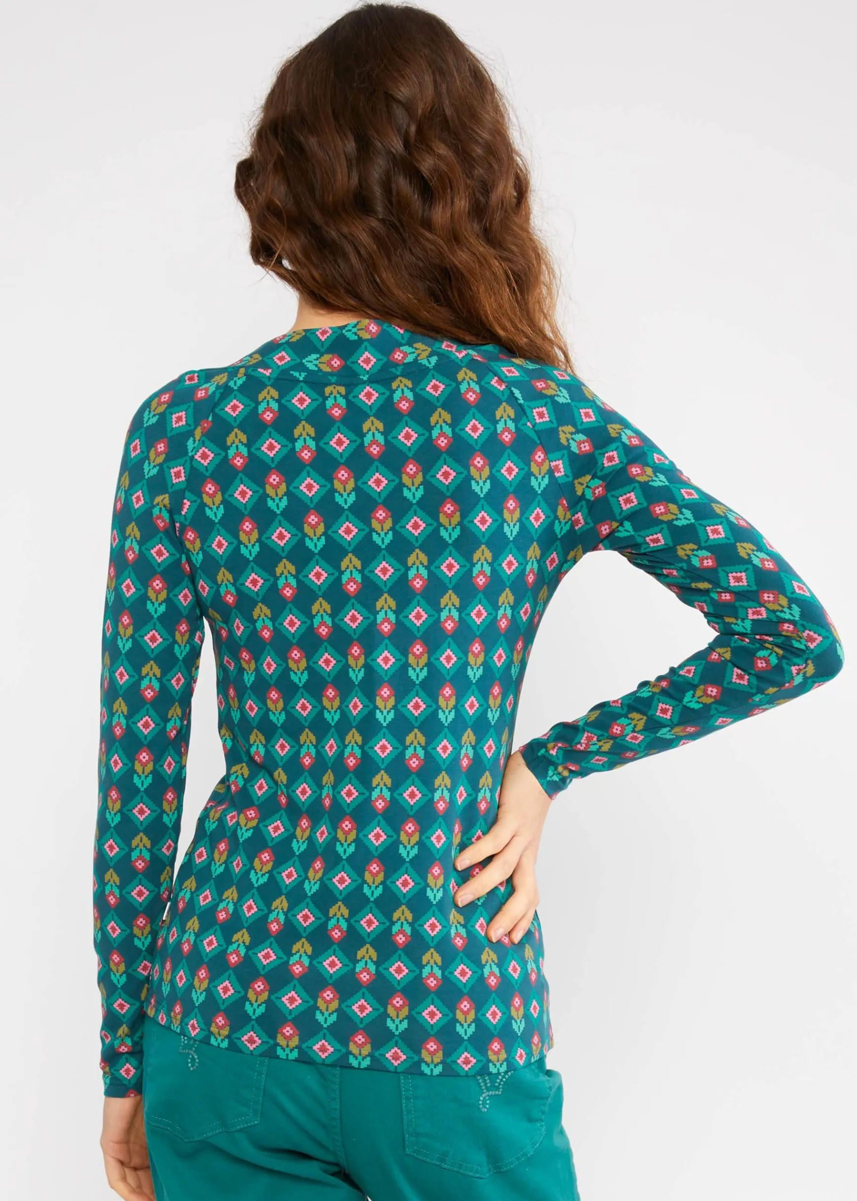 Damen Blutsgeschwister Longsleeves|V-Ausschnitt|Longsleeve Savoir Vivre Sage