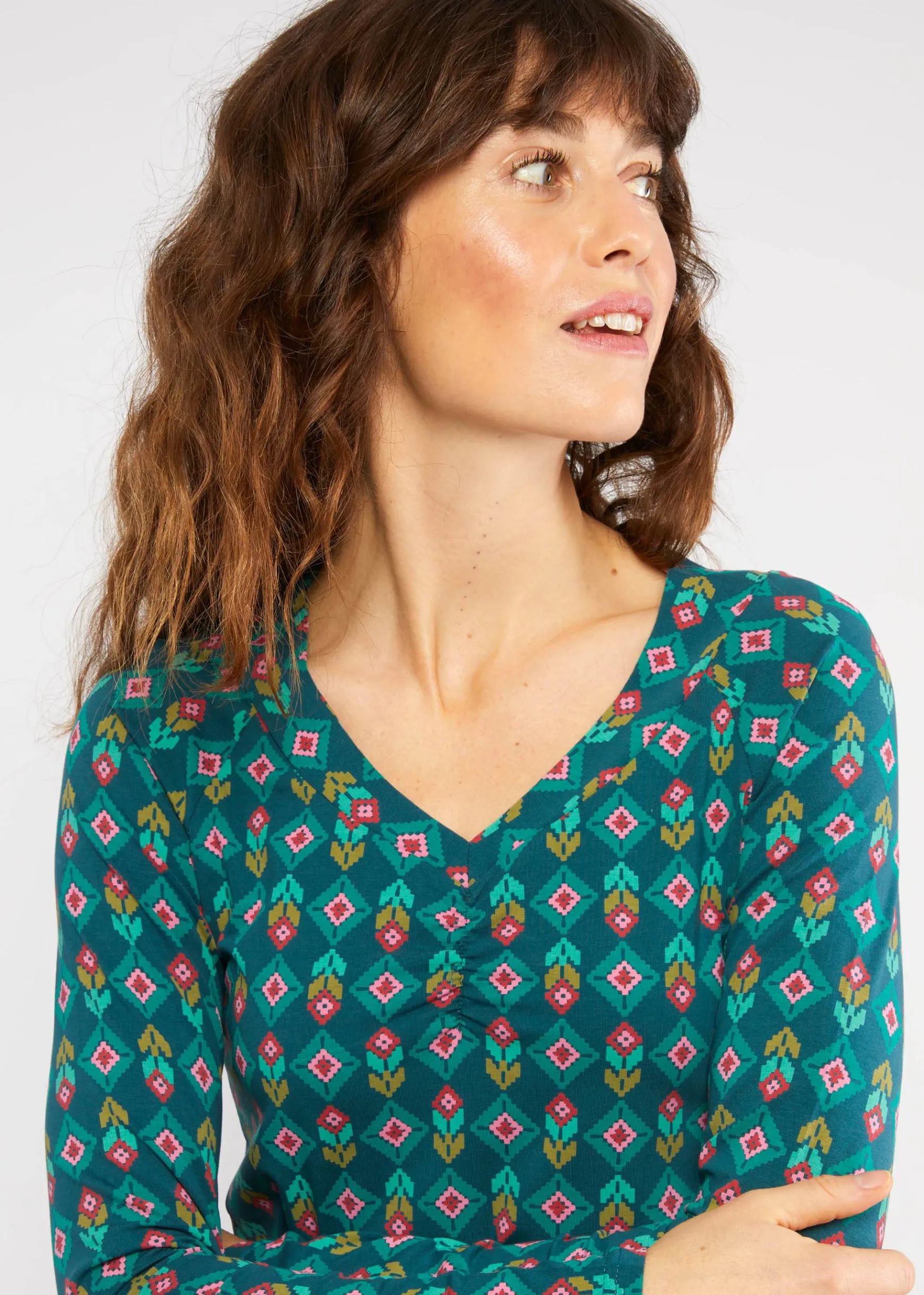 Damen Blutsgeschwister Longsleeves|V-Ausschnitt|Longsleeve Savoir Vivre Sage