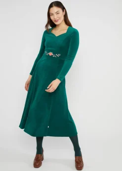 Damen Blutsgeschwister Knielange Kleider|Midikleid Velvet Glamour Heart