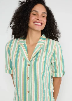Damen Blutsgeschwister T-Shirts|Blusen|Seersucker Hemd Shimmy Chic