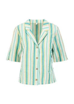 Damen Blutsgeschwister T-Shirts|Blusen|Seersucker Hemd Shimmy Chic