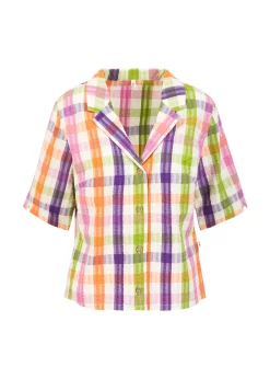 Damen Blutsgeschwister T-Shirts|Blusen|Seersucker Hemd Shimmy Chic