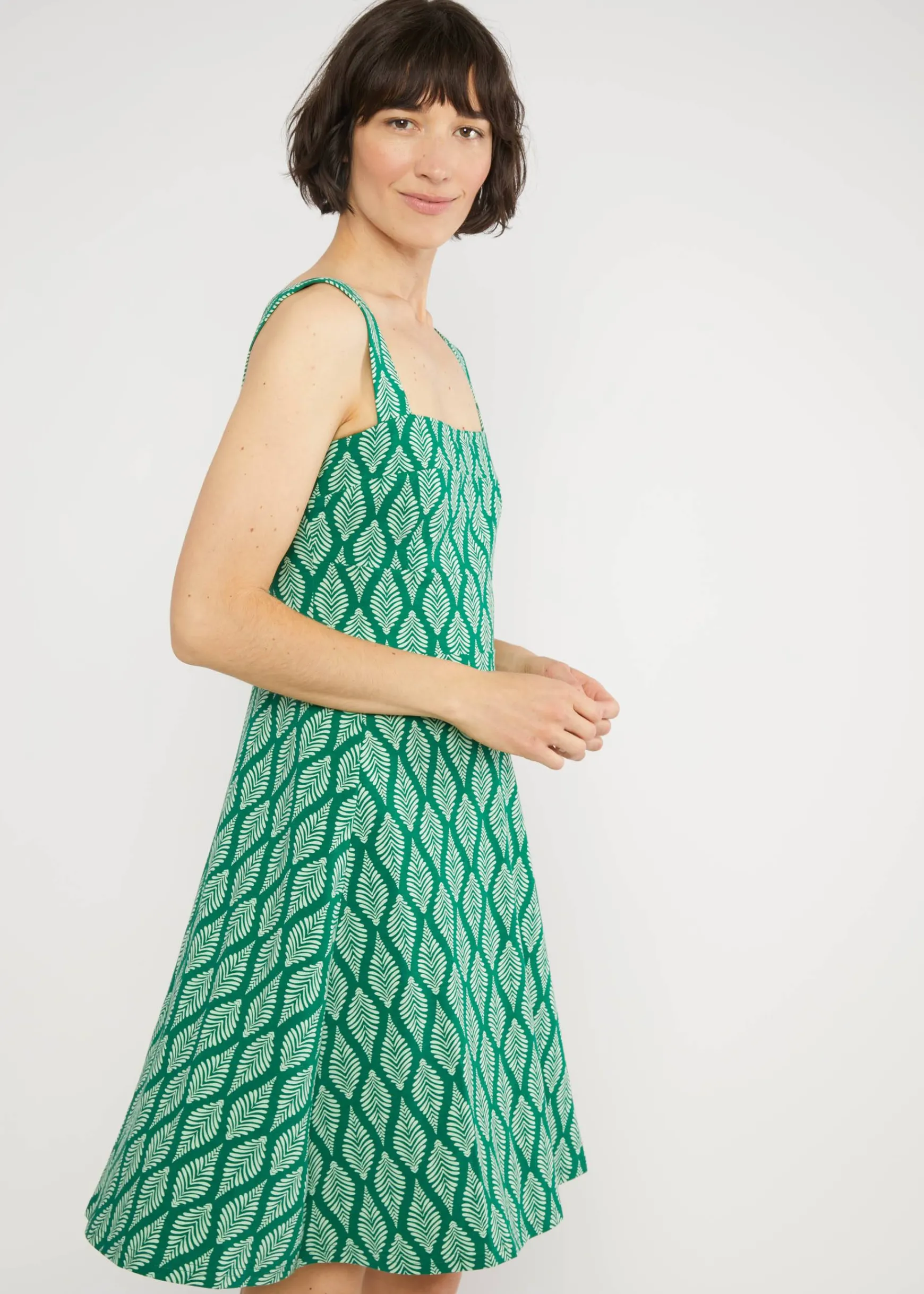 Damen Blutsgeschwister Jerseykleider|Knielange Kleider|Sommerkleid Strapteaserette
