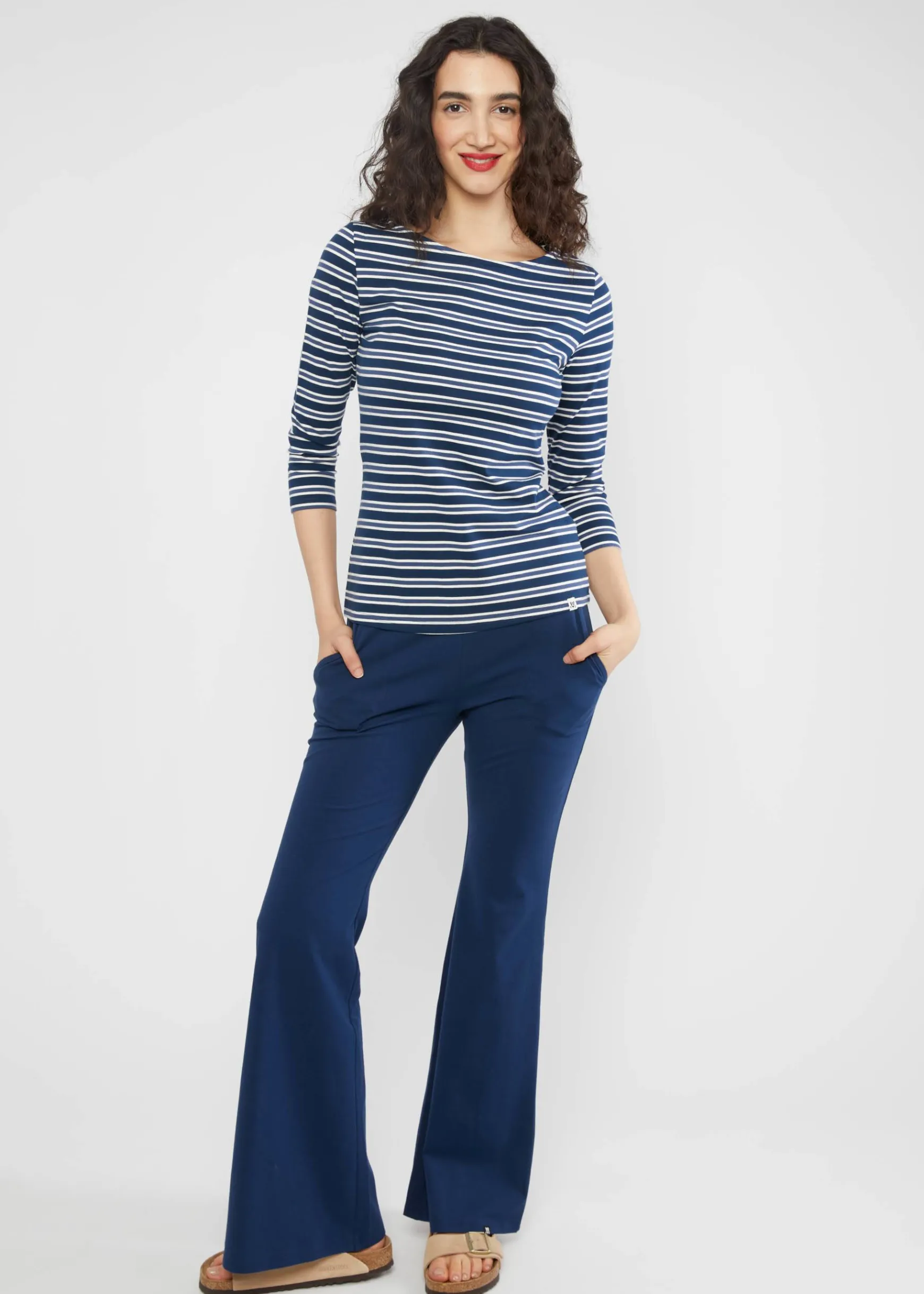Damen Blutsgeschwister 3/4-Arm|Rundhals|Streifenshirt Oh Marine