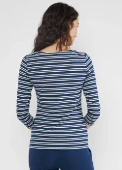 Damen Blutsgeschwister 3/4-Arm|Rundhals|Streifenshirt Oh Marine