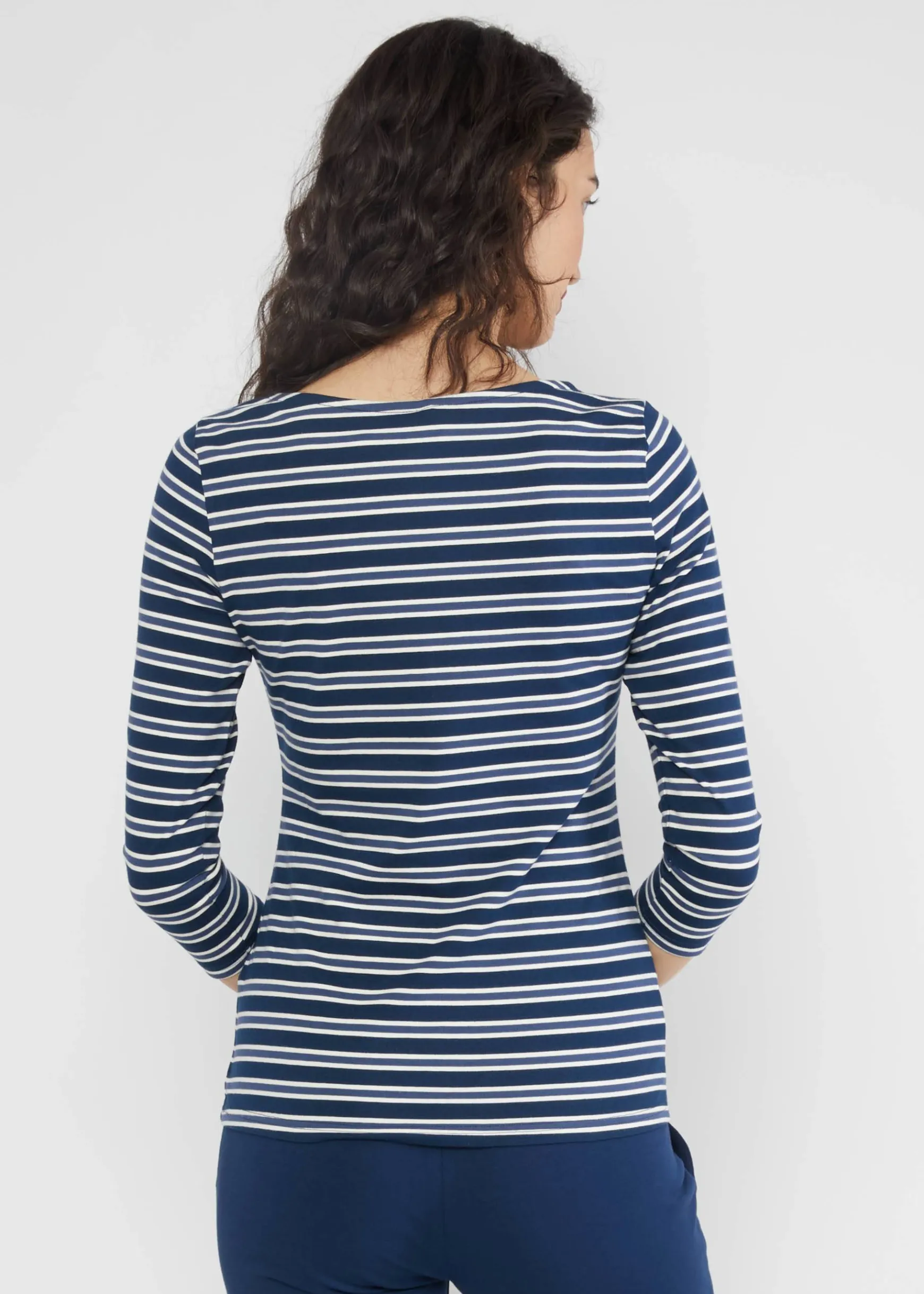 Damen Blutsgeschwister 3/4-Arm|Rundhals|Streifenshirt Oh Marine
