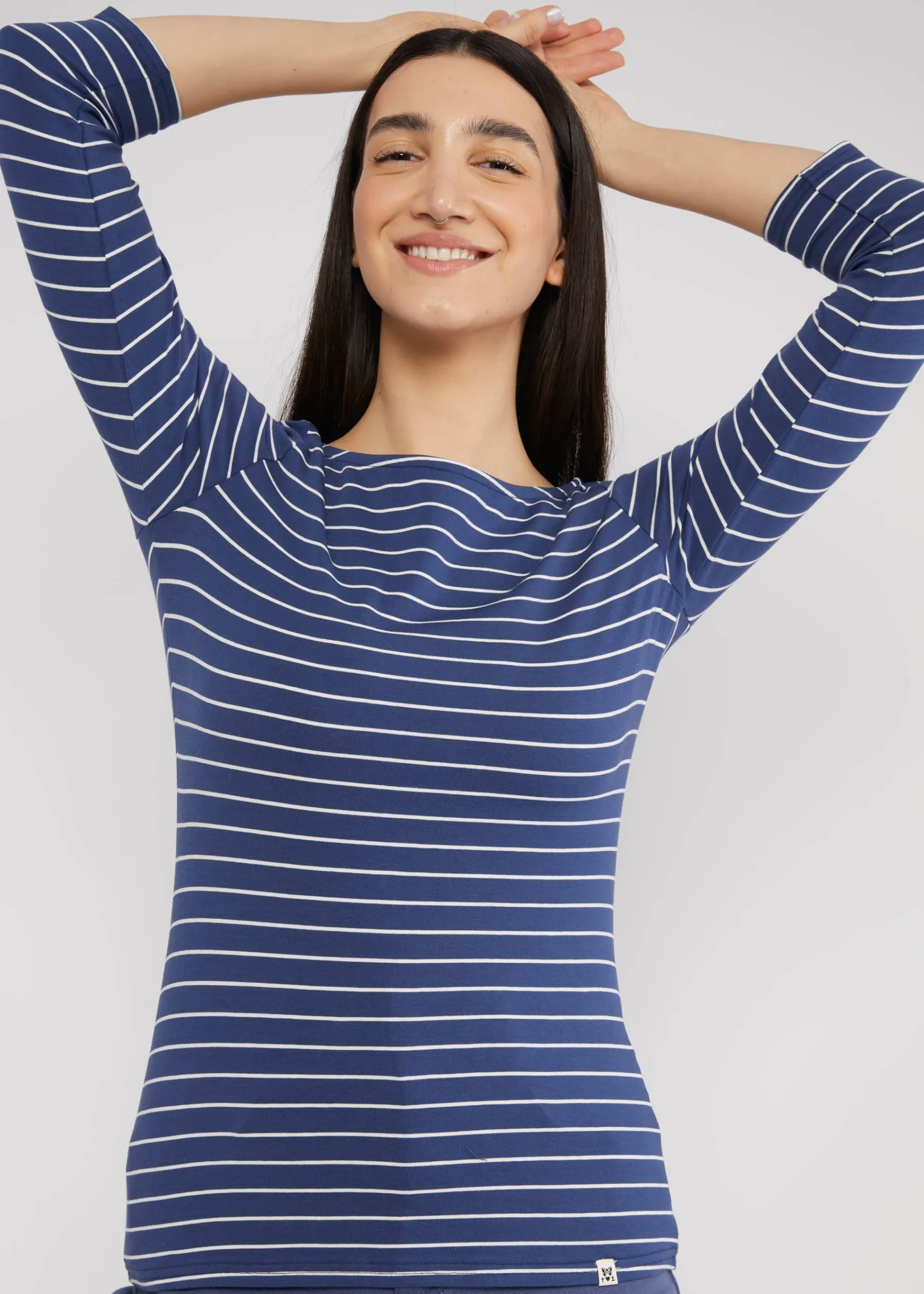 Damen Blutsgeschwister 3/4-Arm|Rundhals|Streifenshirt Oh Marine