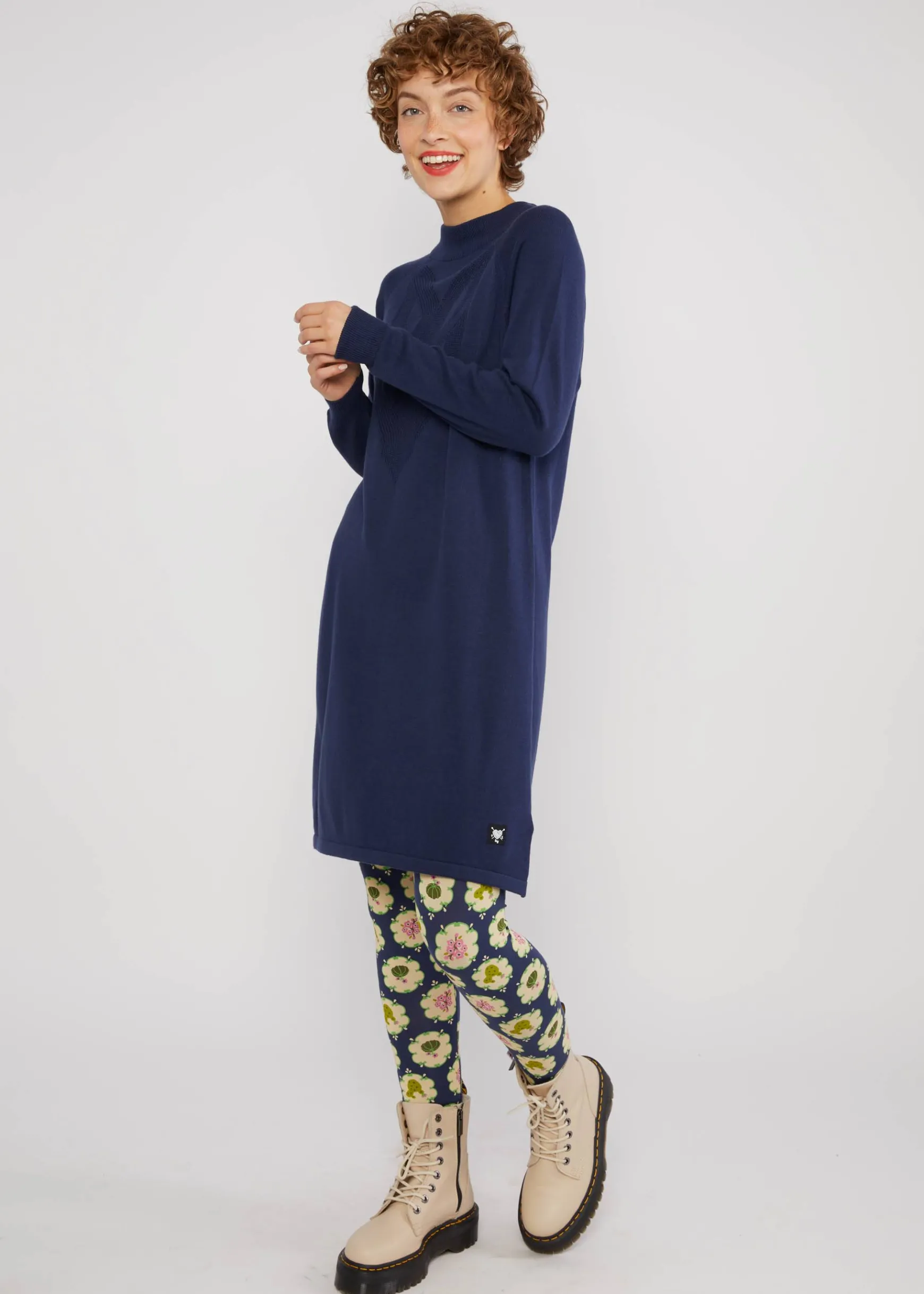 Damen Blutsgeschwister Strickkleider|Knielange Kleider|Strickkleid Braided and Easy