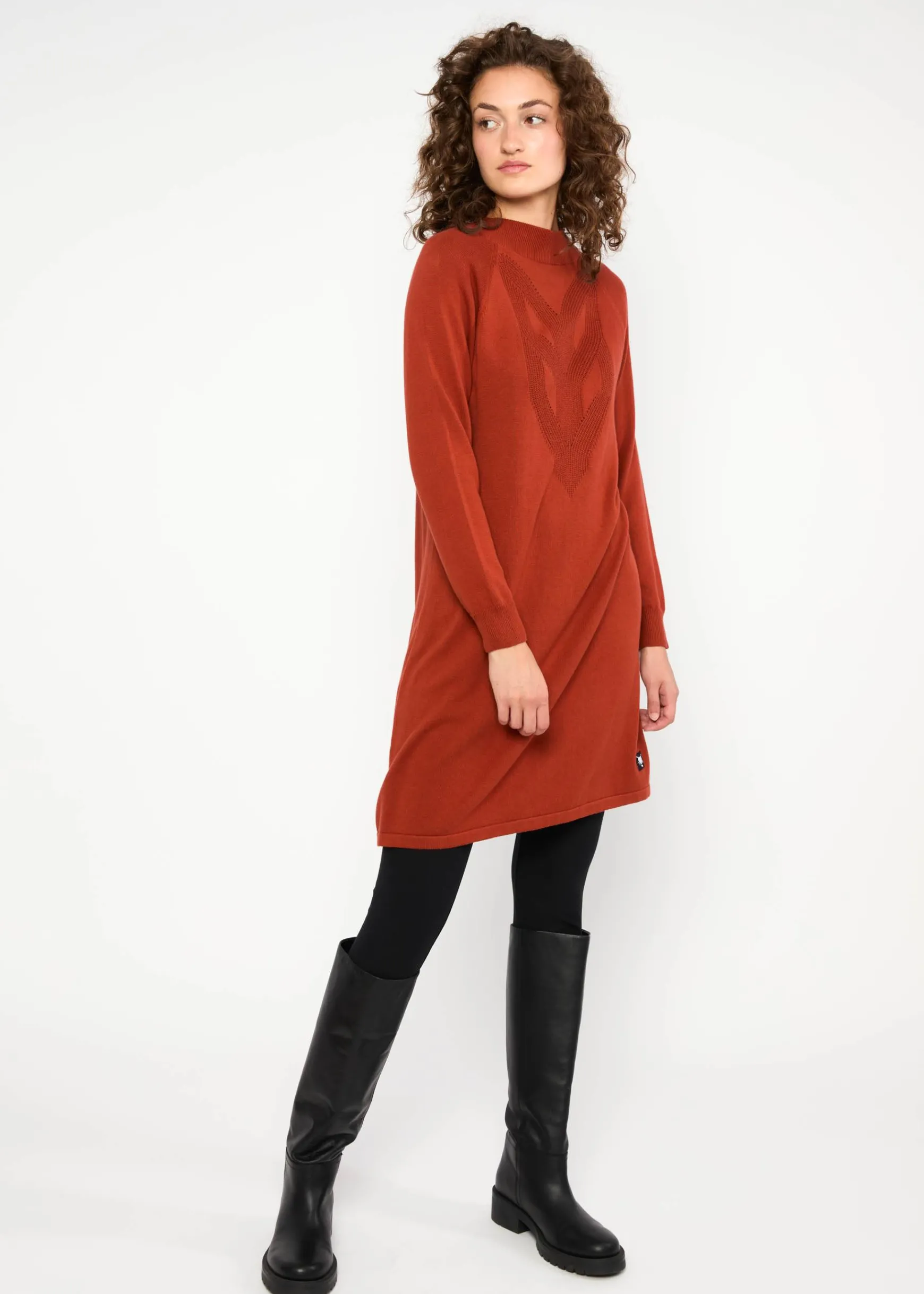 Damen Blutsgeschwister Strickkleider|Knielange Kleider|Strickkleid Braided and Easy