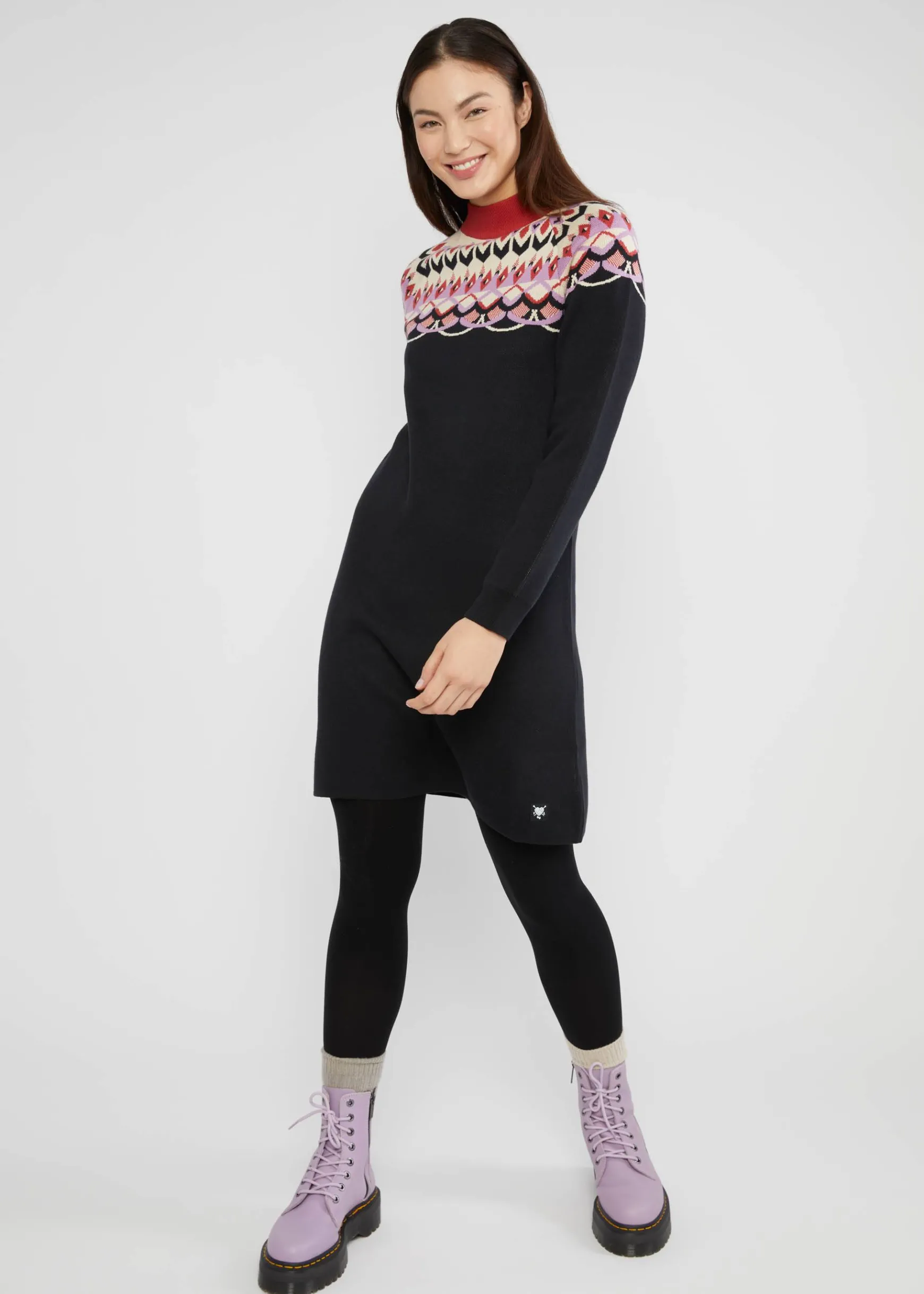 Damen Blutsgeschwister Strickkleider|Knielange Kleider|Strickkleid Scandi woods