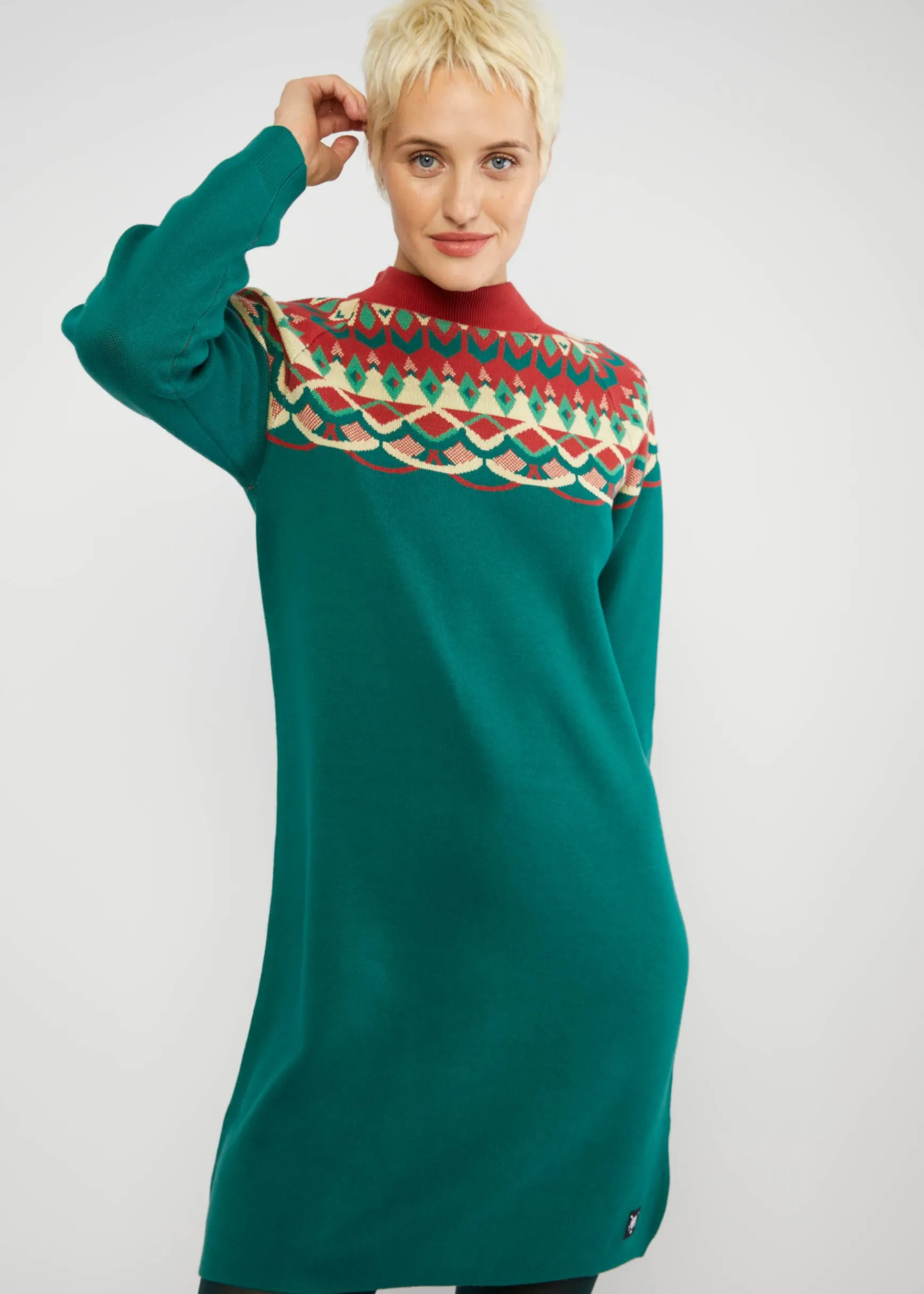 Damen Blutsgeschwister Strickkleider|Knielange Kleider|Strickkleid Scandi woods