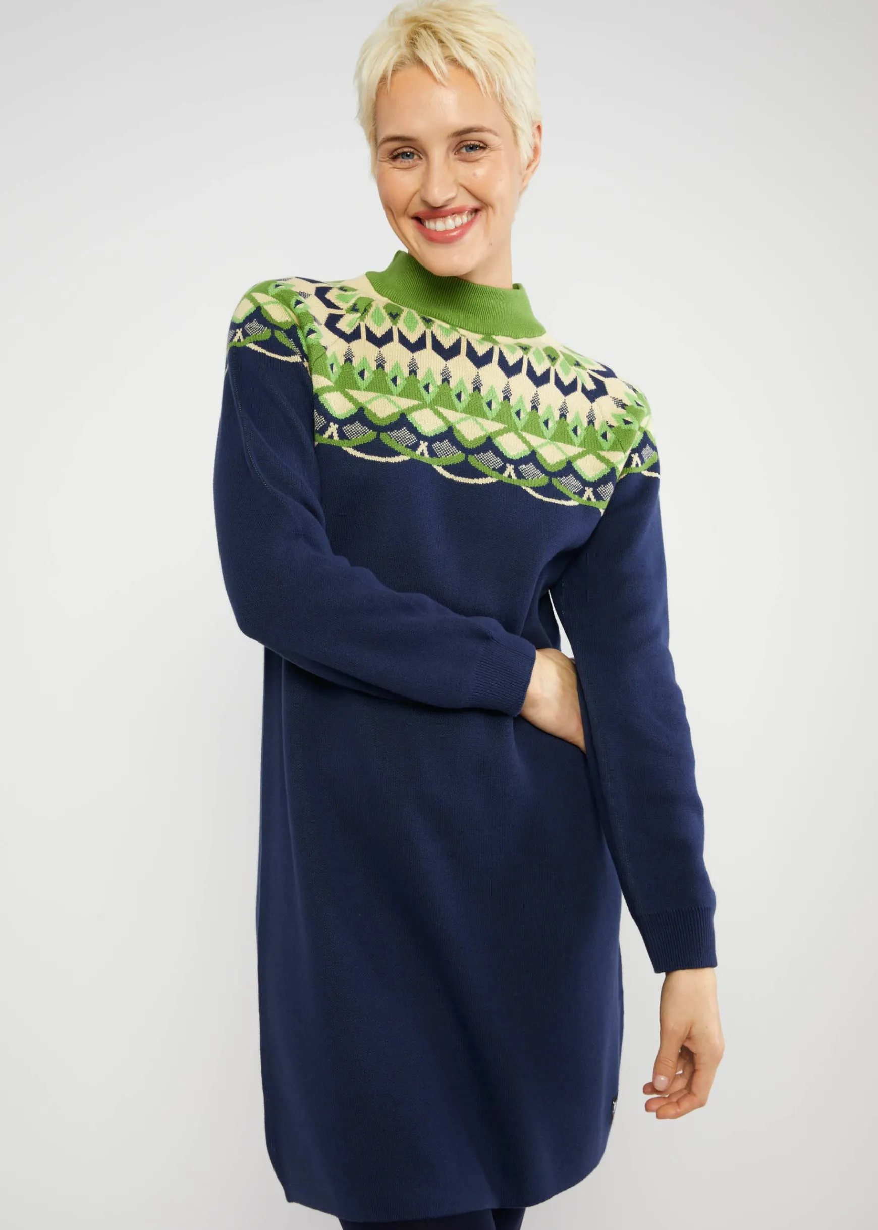 Damen Blutsgeschwister Strickkleider|Knielange Kleider|Strickkleid Scandi woods