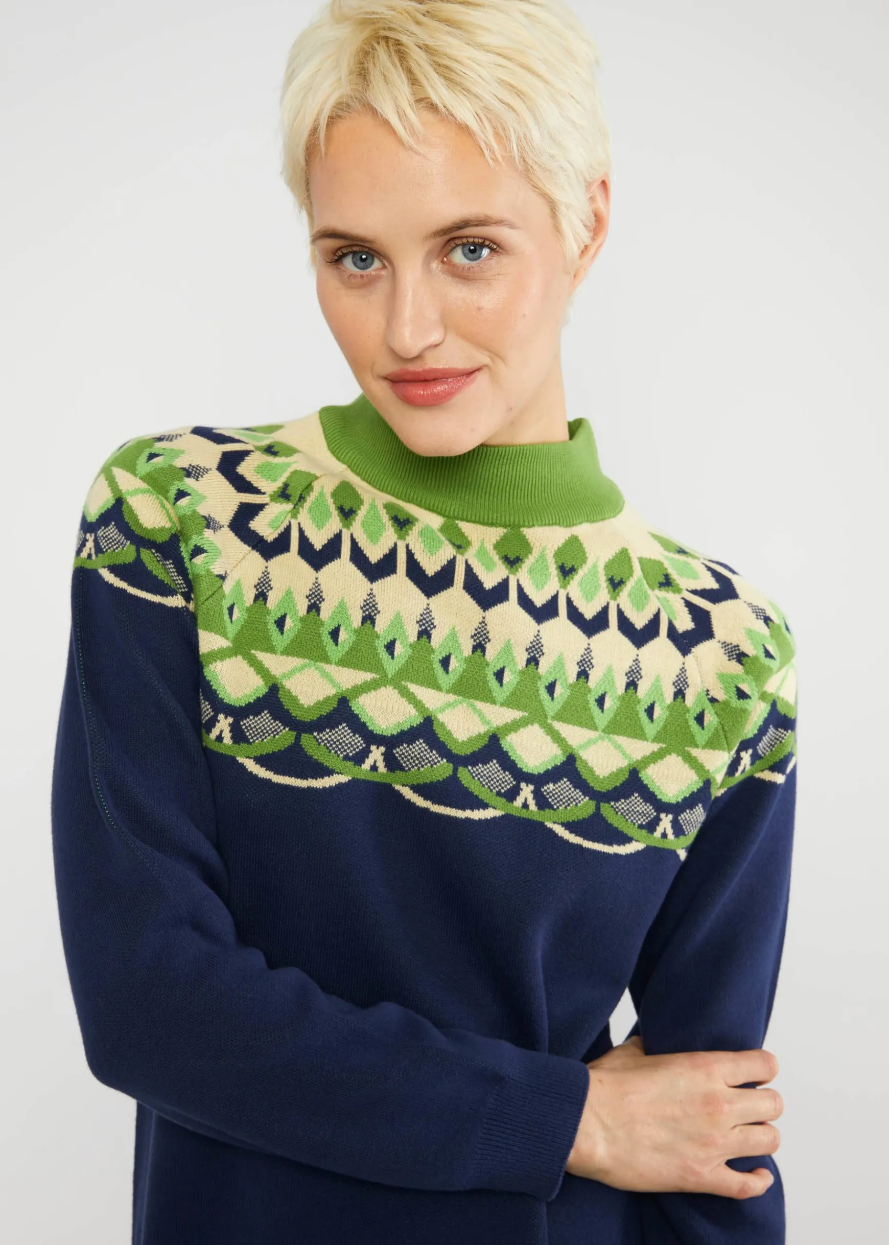Damen Blutsgeschwister Strickkleider|Knielange Kleider|Strickkleid Scandi woods