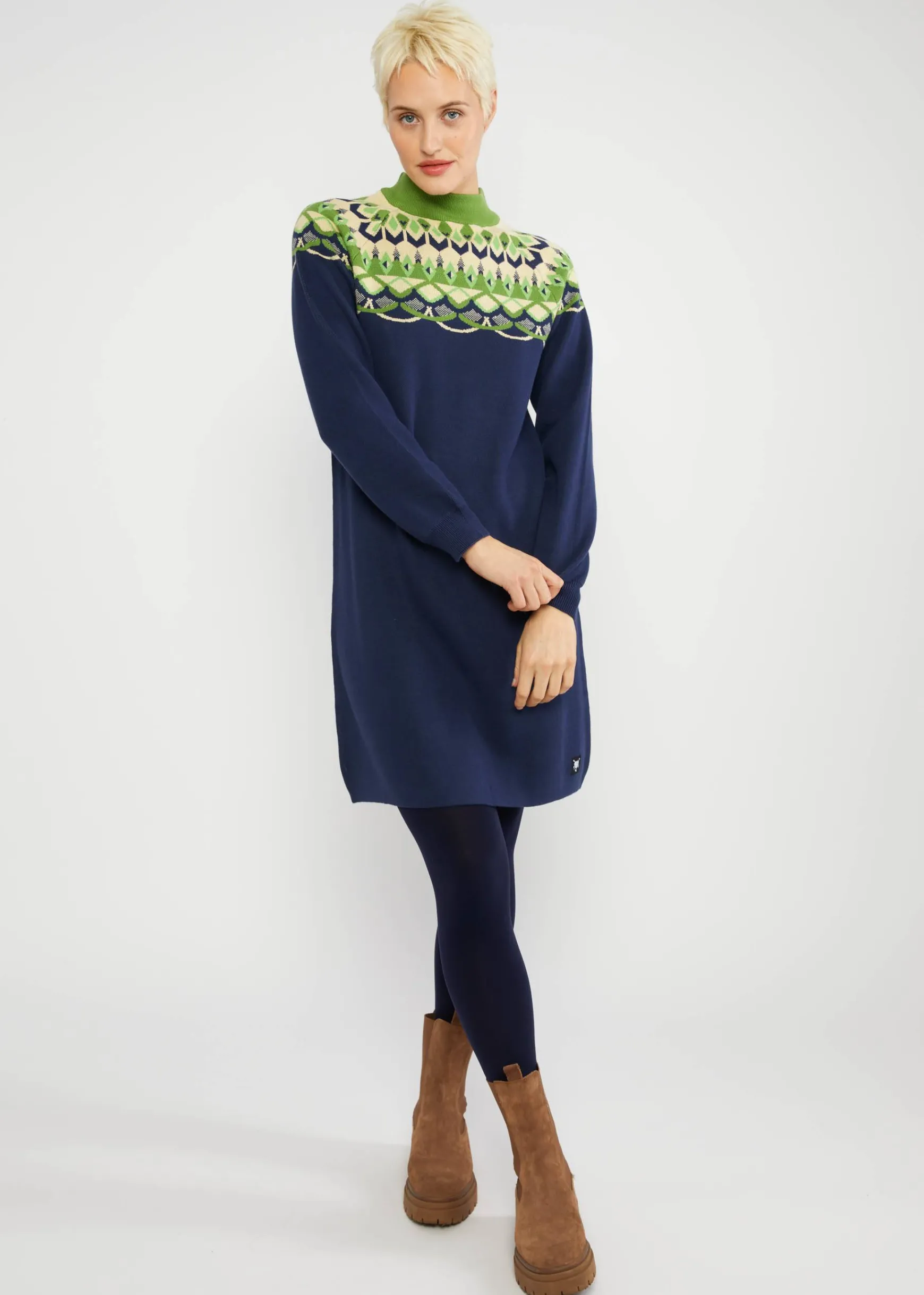 Damen Blutsgeschwister Strickkleider|Knielange Kleider|Strickkleid Scandi woods